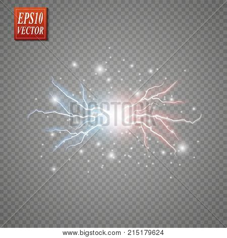 Storm with Lightning isolated on transparent background. Vector