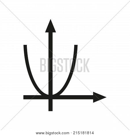 Simple icon of axis with parabola. Algebra, function, diagram. School classrooms icon. Can be used for topics like education, engineering, science