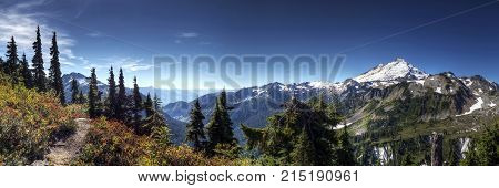 Panoramic view of Mount Baker from Lookout Point near Bellingham, WA.
