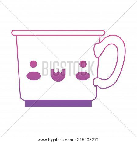 kawaii coffee cup in degraded magenta to purple color contour vector illustration