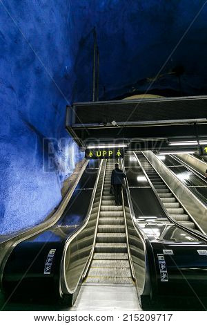 Stockholm, Sweden - 22Nd Of May, 2014. Stockholm Underground Metro Station T-centralen - One Of The