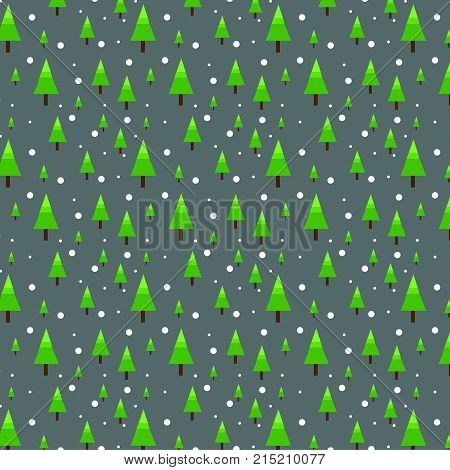 Abstract pine tree forest seamless pattern for Christmas packaging, textiles, print, vector illustration.