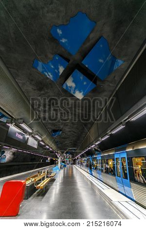 Stockholm, Sweden - 22Nd Of May, 2014. Stockholm Subway, Sweden, Interior Of Vreten