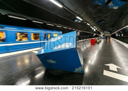 Stockholm, Sweden - 22Nd Of May, 2014. Stockholm Subway, Sweden, Interior Of Vreten