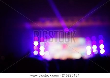 Texture Blur Scene Multicolored Lights And Smoke In Concert With Silhouettes Of Peoplebackground For