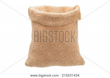 Empty Burlap bag isolated on white background