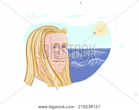 Man at beach happy about waves probably
