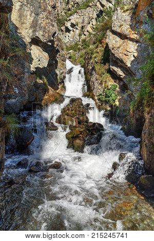 Waterfalls Beltertuyuk, Yelanda. Altai Republic, Russia
