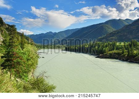 View Of Katun River. Altai Republic, Russia