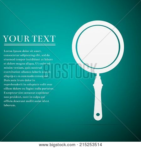 Frying pan icon isolated on green background. Flat design. Vector Illustration