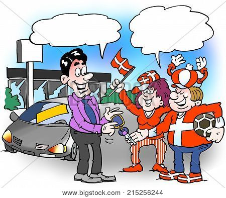 Cartoon illustration of a family who is completely lost in the football national team