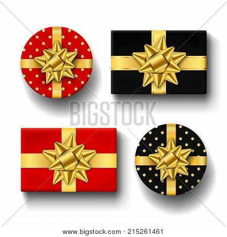 Gift Boxes Top View Isolated Set Vector Template