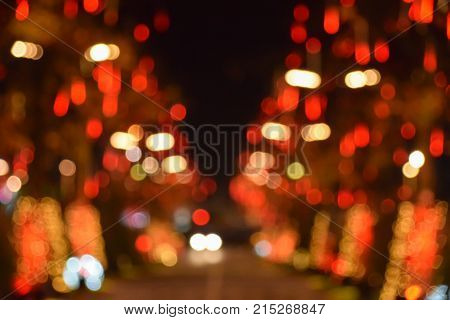Abstract bokeh and christmas light decoration background texture
