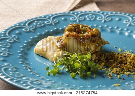 Linguado Fish With Mashed Banana From The Ground And Farofa