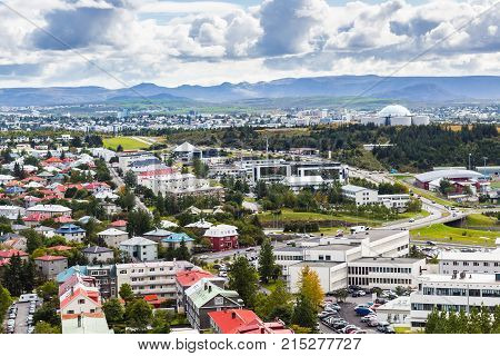 Residential District In Reykjavik In Autumn
