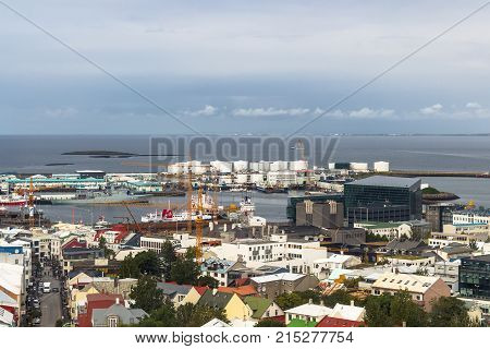 Above View Of Harbour In Reykjavik City