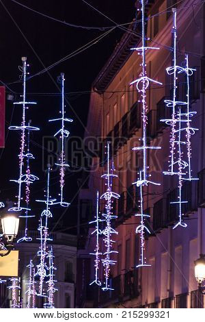 Christmas Lights In The Street Preciados Of The City Of Madrid In The Year 2017