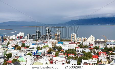 Reykjavik City With Port And Atlantic Ocean Coast