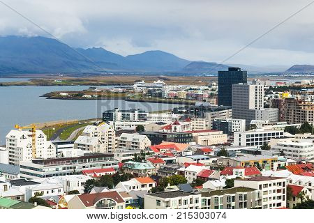 Above View Of Midborg District In Reykjavik