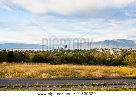 View Of Reykjavik City At September Sunset