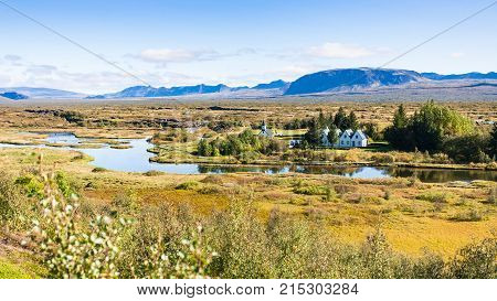 Panoramic View Of Rift Valley In Thingvellir