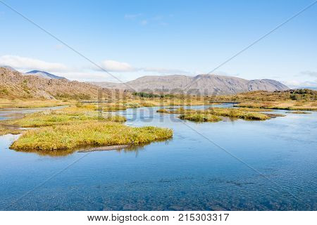 River In Valley Of Thingvellir National Park