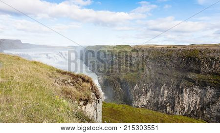 View Of Gullfoss In Canyon Of Olfusa River