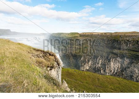 Canyon Of Olfusa River With Gullfoss Waterfall