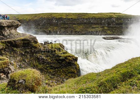 Stream Of Gullfoss Waterfall In September