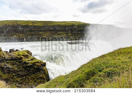 Upstream Of Gullfoss Waterfall In Canyon Of Olfusa