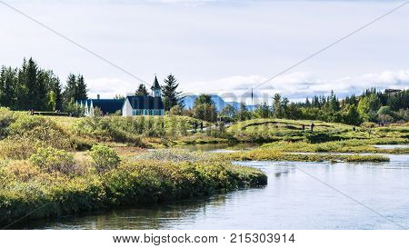 Thingvallakirkja Near Oxara River In Thingvellir