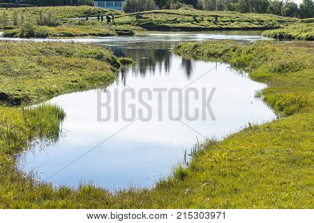 Ponds In Valley Of Oxara River In Thingvellir