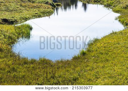 Pond Near Riverbank Of Oxara River In Thingvellir
