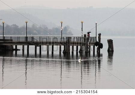 view of trevignano romano, on the lake of bracciano province of roma, lazio, italy