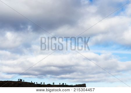 Sky Over Viewpont Of Gullfoss Waterfall