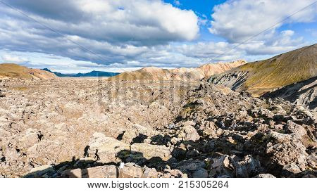 Laugahraun Volcanic Lava Field In Iceland