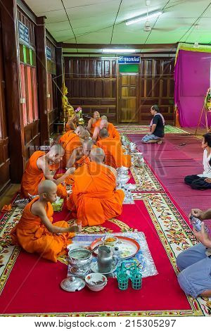 Novice And Monks In Merit Making