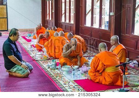 Novice And Monks In Merit Making