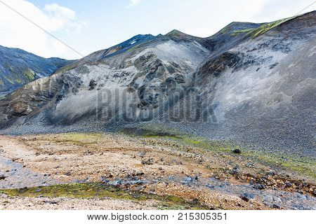 Mountain Slopes Of Graenagil Canyon In Iceland