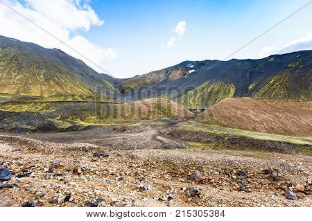 Mountains Near Graenagil Canyon In Iceland