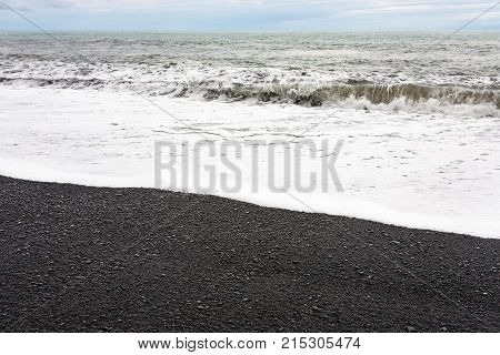 Ocean Waves On Reynisfjara Beach In Iceland