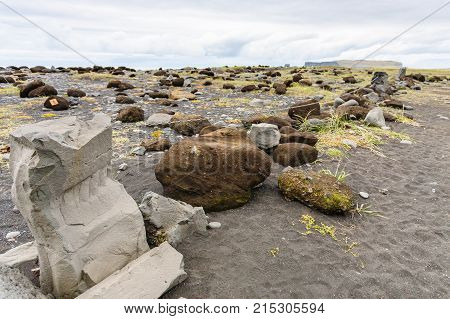 Rocks And Stones On Reynisfjara Beach In Iceland