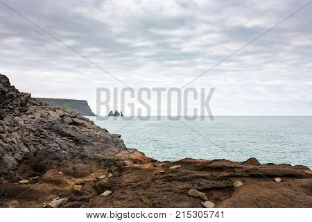 Atlantic Ocean Coast Near Vik Village In Autumn