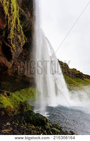 Water Stream Of Seljalandsfoss Waterfall