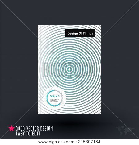 Design of business vector template, brochure, abstract annual report, cover modern layout, flyer in A4 with olourful round circle blend effect, abstract lines for finance, teamwork with background.