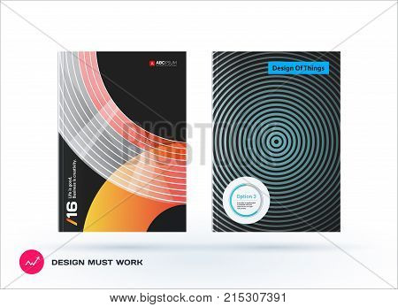 Design of business vector template, brochure, abstract annual report, cover modern layout, flyer in A4 with olourful round circle blend effect, abstract lines for finance, teamwork with background.
