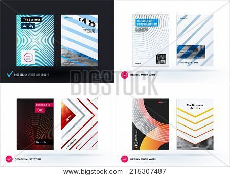 Design of business vector template, brochure, abstract annual report, cover modern layout, flyer in A4 with olourful round circle blend effect, abstract lines for finance, teamwork with background.