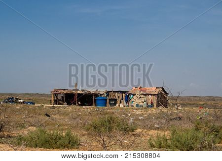 Poverty in an arid desert. They don't have water. Guajira, Colombia
