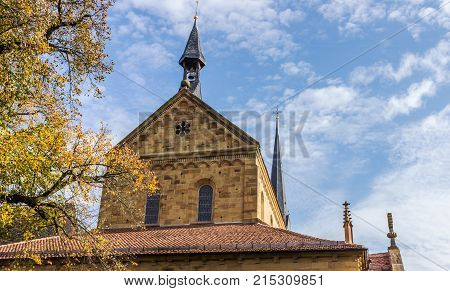 Maulbronn, Germany - oktober 19, 2017 Monastery Maulbronn from outside at a partly cloudy day