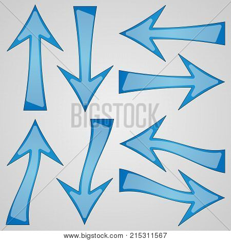 Blue arrows abstract arrows on white background.